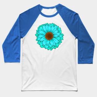 Teal Aqua Blue Green Flower Baseball T-Shirt